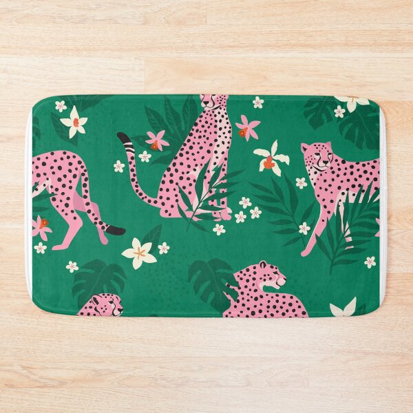 Item preview,  Pink leopards flowers and tropical leaves designed and sold by AngelinaBambina.