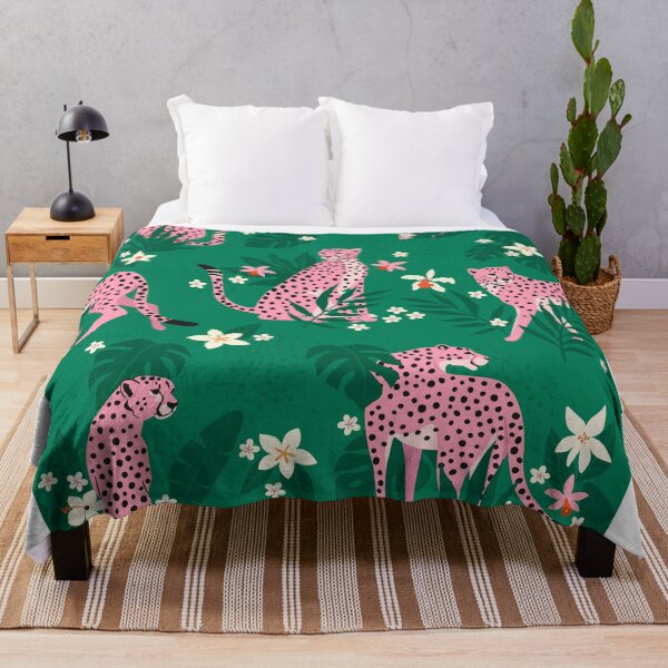 Item preview, Pink leopards flowers and tropical leaves designed and sold by AngelinaBambina.