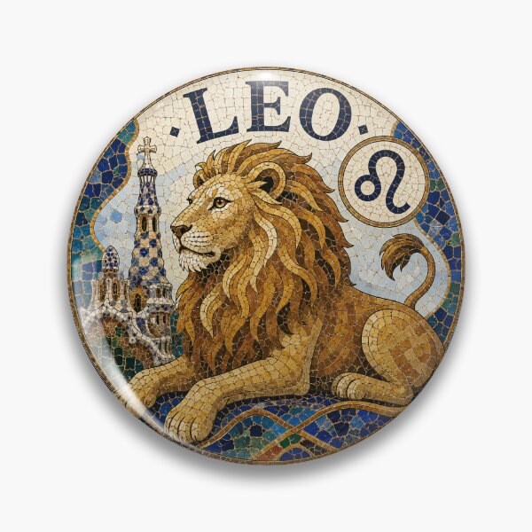 Item preview, Leo Zodiac Lion Mosaic Emblem With Astrological Symbol and Ornamental Tile Artwork designed and sold by portokalis.