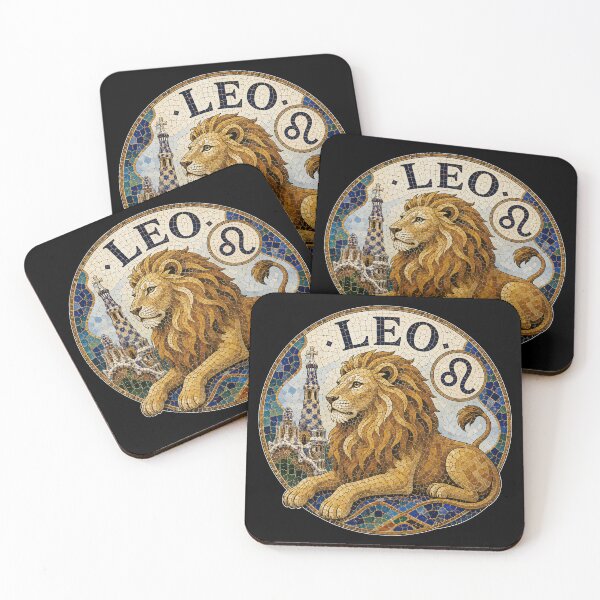 Item preview, Leo Zodiac Lion Mosaic Emblem With Astrological Symbol and Ornamental Tile Artwork designed and sold by portokalis.