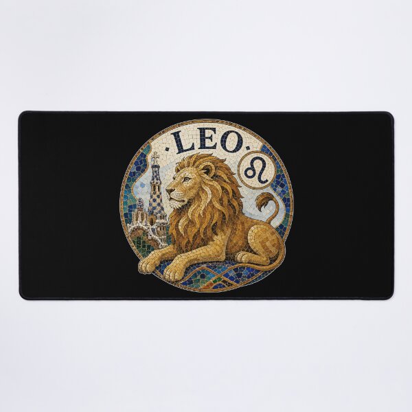 Item preview, Leo Zodiac Lion Mosaic Emblem With Astrological Symbol and Ornamental Tile Artwork designed and sold by portokalis.