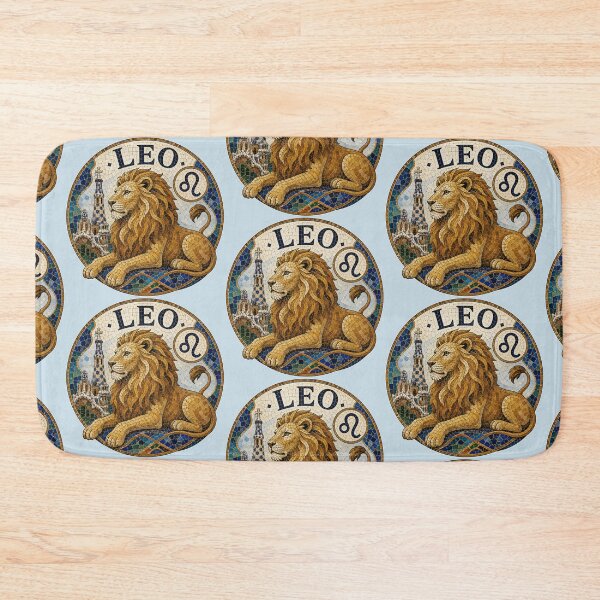 Item preview, Leo Zodiac Lion Mosaic Emblem With Astrological Symbol and Ornamental Tile Artwork designed and sold by portokalis.