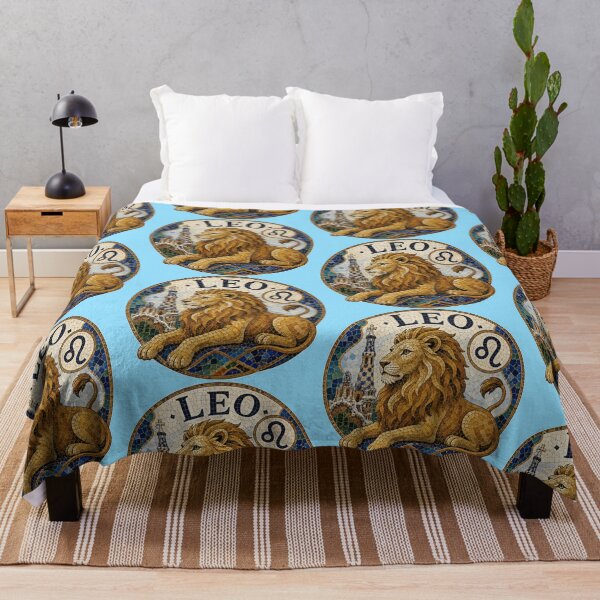 Item preview, Leo Zodiac Lion Mosaic Emblem With Astrological Symbol and Ornamental Tile Artwork designed and sold by portokalis.