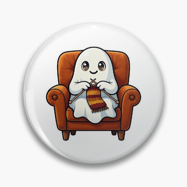 Item preview, Cute Ghost Knitting — Cozy Spooky Knitter designed and sold by digital.stickerperso.com.