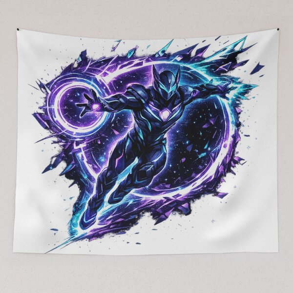 Item preview, Cosmic Rift Warrior Purple Blue Space Energy Hero designed and sold by irfanshikh.