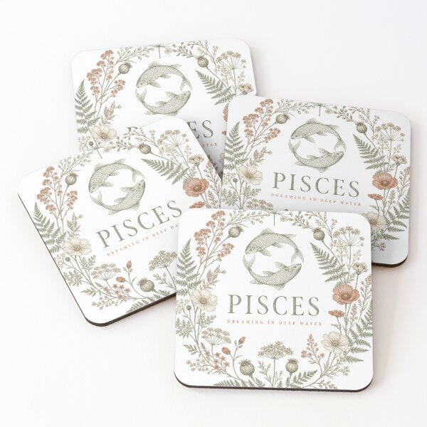 Item preview, Pisces Zodiac Sign Cottagecore Botanical Flower Wreath designed and sold by BoosterShop.