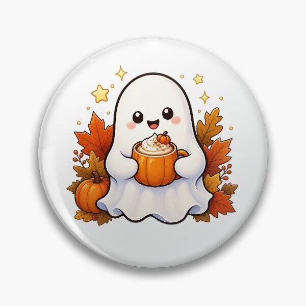 Item preview, Ghost with Pumpkin Latte — Spooky Autumn Vibes designed and sold by digital.stickerperso.com.