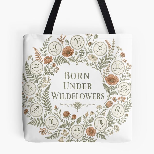 Item preview, Born Under Wildflowers Zodiac Sign Rad Cottagecore Botanical designed and sold by BoosterShop.