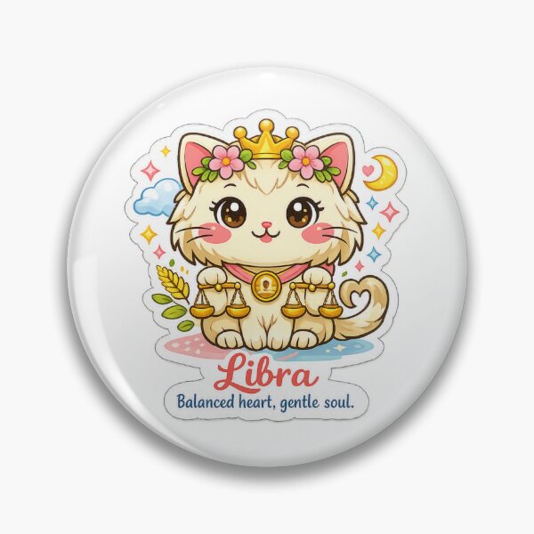 Item preview, Libra Kawaii Cat on a white background ,zodiac sign  designed and sold by wallartofmio.