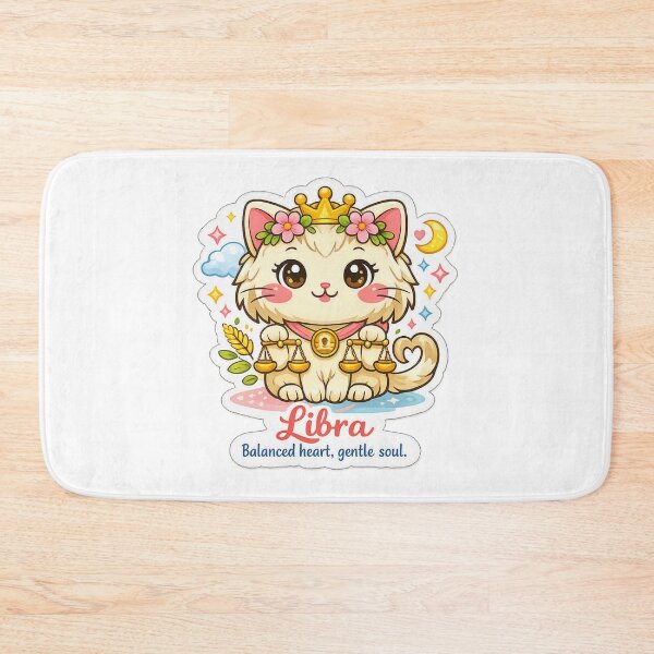 Item preview, Libra Kawaii Cat on a white background ,zodiac sign  designed and sold by wallartofmio.