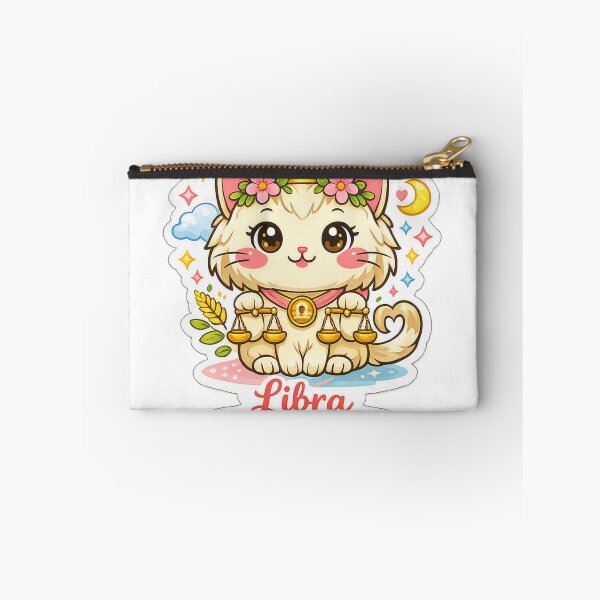 Item preview, Libra Kawaii Cat on a white background ,zodiac sign  designed and sold by wallartofmio.
