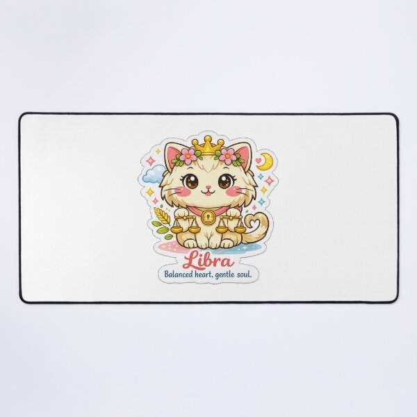 Item preview, Libra Kawaii Cat on a white background ,zodiac sign designed and sold by wallartofmio.