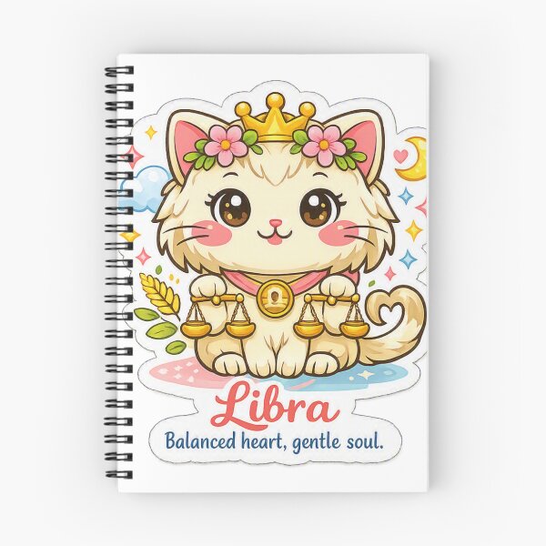 Item preview, Libra Kawaii Cat on a white background ,zodiac sign  designed and sold by wallartofmio.