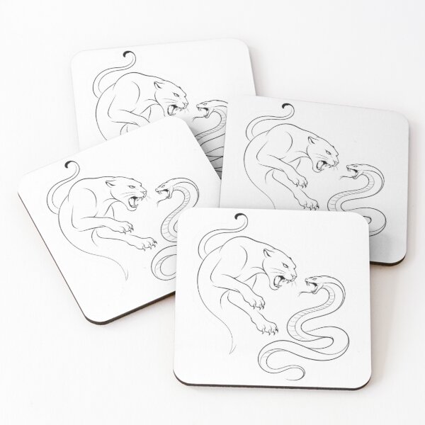 Item preview, Black and White Panther and Snake Clash designed and sold by Snurly.