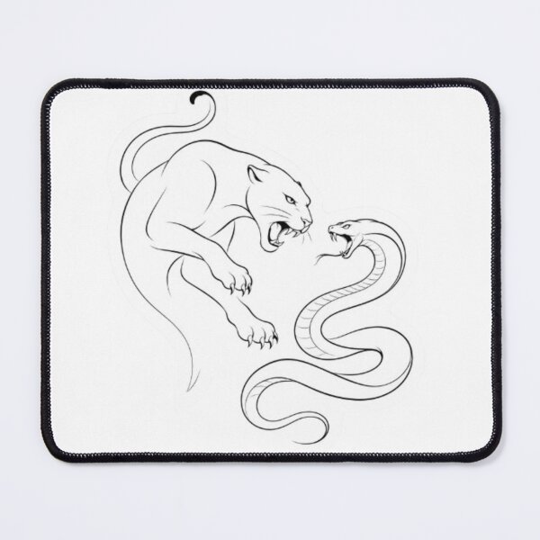 Item preview, Black and White Panther and Snake Clash designed and sold by Snurly.