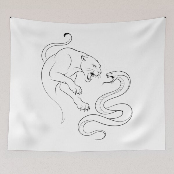 Item preview, Black and White Panther and Snake Clash designed and sold by Snurly.