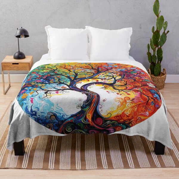 Item preview, Four Seasons Tree of Life – Vibrant Colorful Spiritual Nature Art designed and sold by Awarrie.