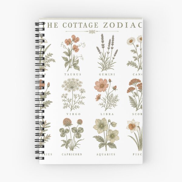 Item preview, The Cottage Zodiac Botanical Chart with Twelve Zodiac Signs designed and sold by BoosterShop.