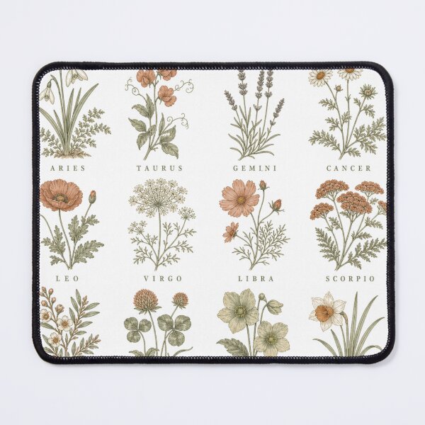 Item preview, The Cottage Zodiac Botanical Chart with Twelve Zodiac Signs designed and sold by BoosterShop.