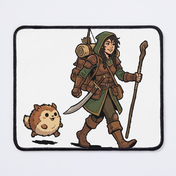 Item preview, Fantasy Ranger Adventurer with Hedgehog Companion RPG designed and sold by AmberlightArt.