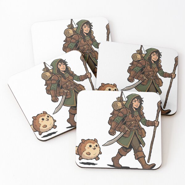 Item preview, Fantasy Ranger Adventurer with Hedgehog Companion RPG designed and sold by AmberlightArt.
