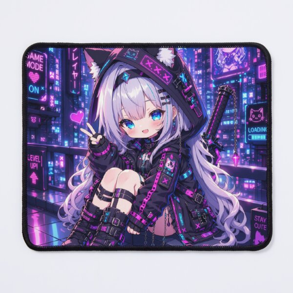 Item preview, Cyberpunk Neko Girl – Neon Anime Illustration designed and sold by Revyra Design .