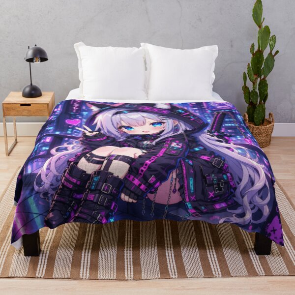 Item preview, Cyberpunk Neko Girl – Neon Anime Illustration designed and sold by Revyra Design .