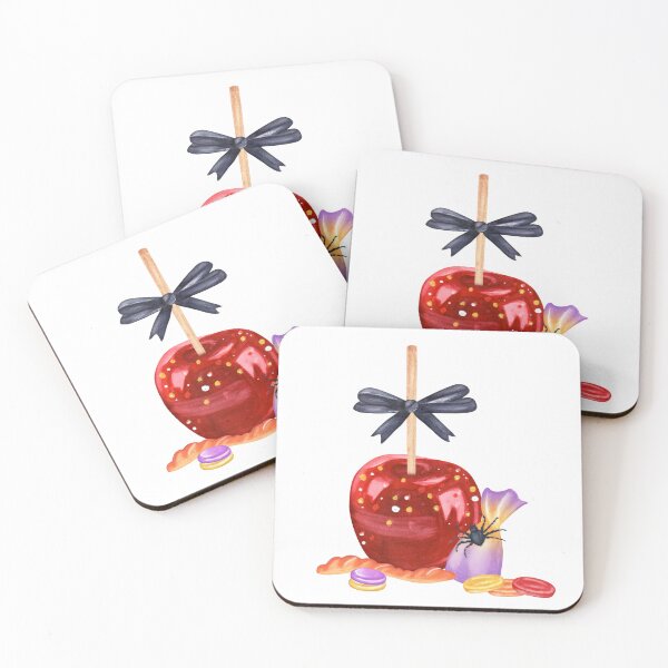 Item preview, Watercolor Candy Apple with Sweets and Spider Halloween Art designed and sold by ElenaValeto.