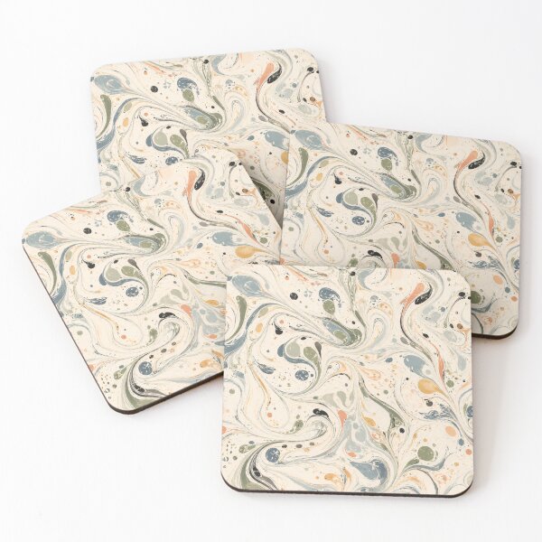 Item preview, Vintage Marbled Paper Pattern Ebru Swirl Abstract designed and sold by QCena.