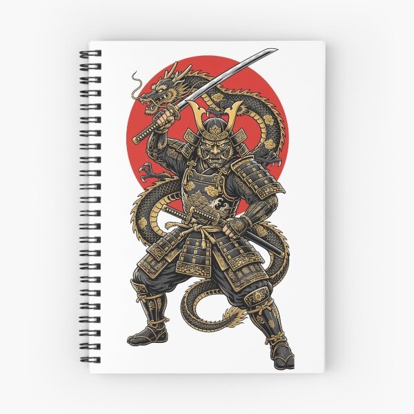 Item preview, Samurai Oni Warrior With Japanese Dragon And Red Rising Sun designed and sold by Surviving Monday Club.