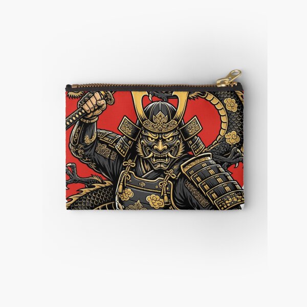Item preview, Samurai Oni Warrior With Japanese Dragon And Red Rising Sun designed and sold by Surviving Monday Club.
