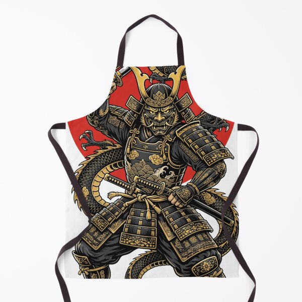 Item preview, Samurai Oni Warrior With Japanese Dragon And Red Rising Sun designed and sold by Surviving Monday Club.