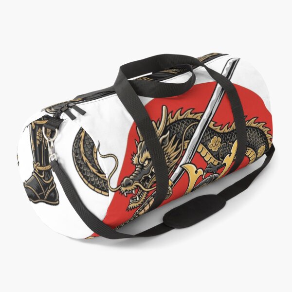 Item preview, Samurai Oni Warrior With Japanese Dragon And Red Rising Sun designed and sold by Surviving Monday Club.