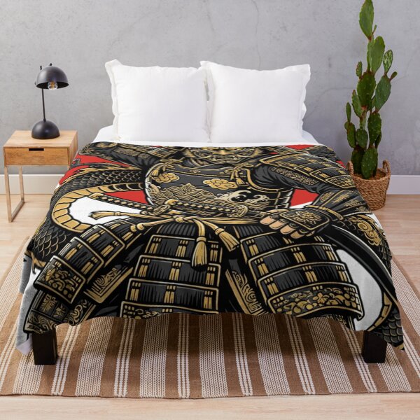 Item preview, Samurai Oni Warrior With Japanese Dragon And Red Rising Sun designed and sold by Surviving Monday Club.