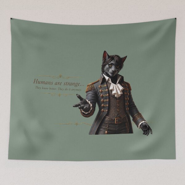 Item preview, Humans Are Strange – Philosophical Cat Quote designed and sold by VolkovaLenaArt.