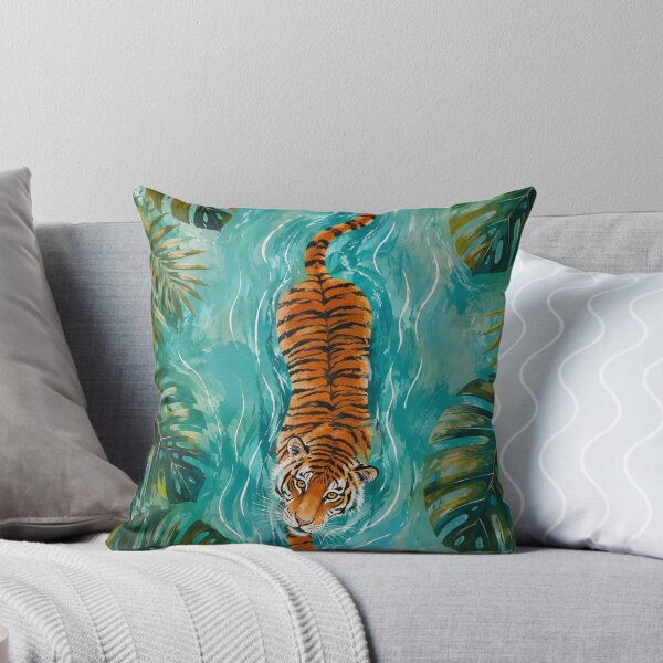 Item preview, Swimming Tiger | Tropical Jungle Art | Turquoise Water Aesthetic | Exotic Wildlife Illustration designed and sold by DESIGN DIMENSION .