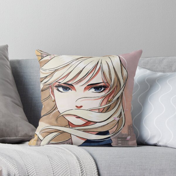 Item preview, Blonde Anime Woman Windblown Petals Portrait designed and sold by DarianWexler.