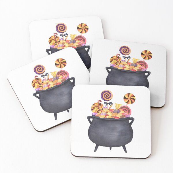 Item preview, Cute Halloween Witch Cauldron Filled with Sweets Watercolor Illustration designed and sold by ElenaValeto.