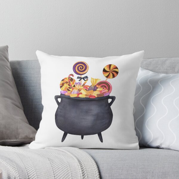 Item preview, Cute Halloween Witch Cauldron Filled with Sweets Watercolor Illustration designed and sold by ElenaValeto.