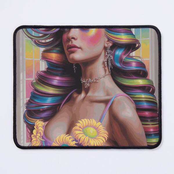 Item preview, Rainbow Hair Sunflower Glamour Fashion Portrait designed and sold by DarianWexler.