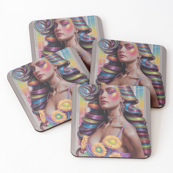 Item preview, Rainbow Hair Sunflower Glamour Fashion Portrait designed and sold by DarianWexler.