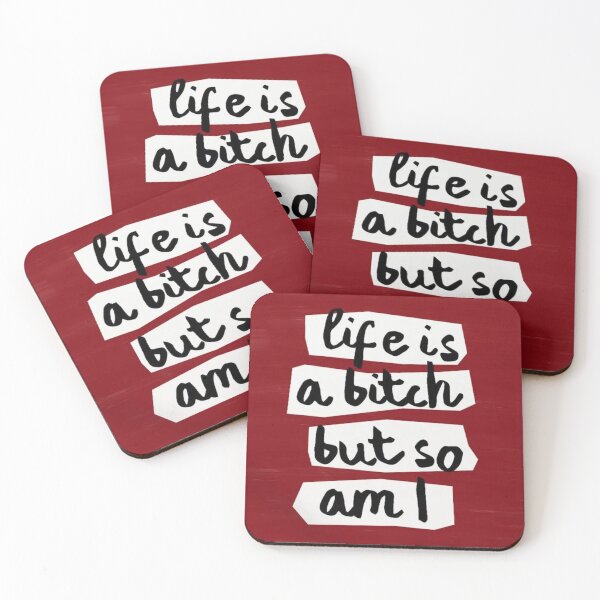 Item preview, Life Is A Bitch But So Am I | Badass Quote Typography | Sassy Red Aesthetic | Feminist Wall Art designed and sold by DESIGN DIMENSION .