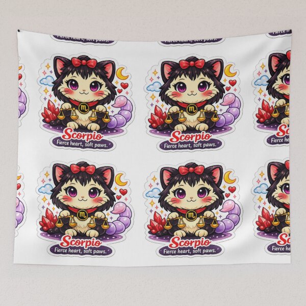 Item preview, Scorpio Kawaii Cat zodiac sign ,gift a loved one  designed and sold by wallartofmio.