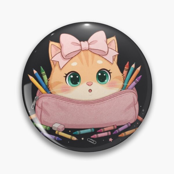 Item preview, Cute Back To School Cat Pencil Case Crayons Pink Bow designed and sold by Moody Vibes Studio.