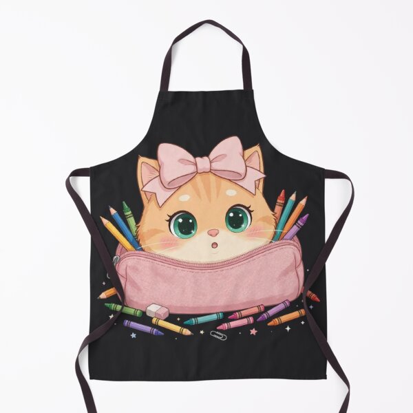 Item preview, Cute Back To School Cat Pencil Case Crayons Pink Bow designed and sold by Moody Vibes Studio.
