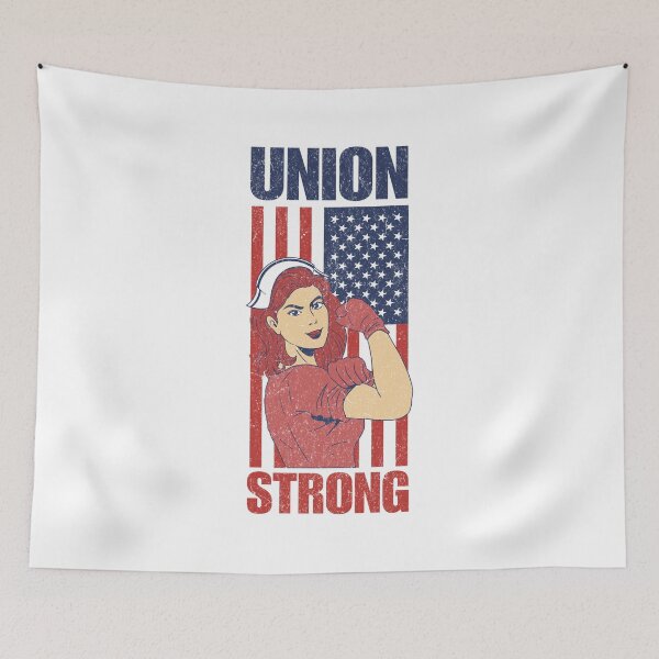 Item preview, Labor Day Union Strong Nurse - Rosie the Riveter American Flag designed and sold by Vision Crafted.