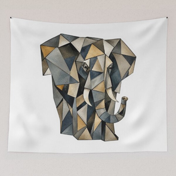 Item preview, Geometric Elephant Head in Earthy Tones designed and sold by Snurly.