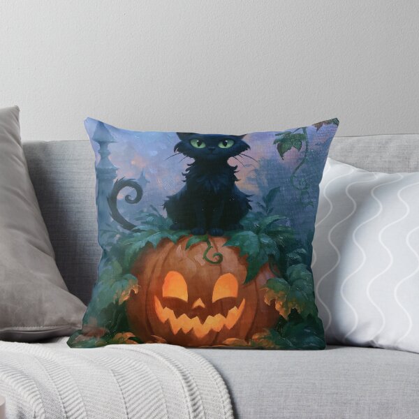 Item preview, Black cat on Halloween pumpkin | Oil painting style | Halloween designed and sold by Schmidsi.