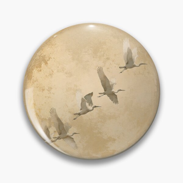 Item preview, Flight Across The Full Moon | Vintage Japanese Art | Egrets and Mountain Landscape | Celestial Aesthetic designed and sold by DESIGN DIMENSION .