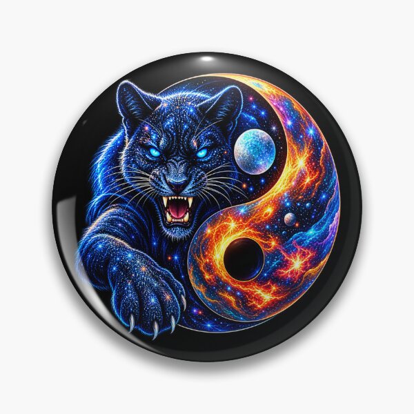 Item preview, Cosmic Yin Yang Panther – Celestial Balance designed and sold by TroviTutto.
